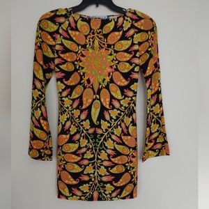 ZARA Retro Style Long Sleeve Mini Dress NWT Sz.XS